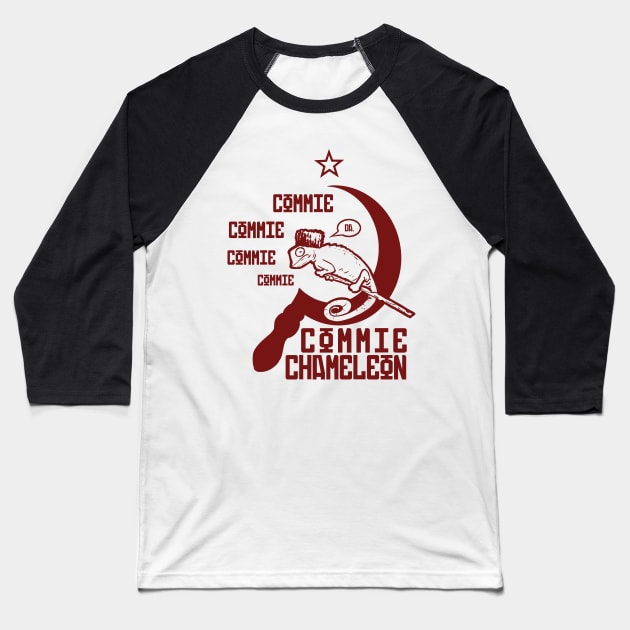 Commie Chameleon (red) Baseball T-Shirt by Hurmly